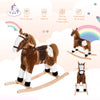 Kids Rocking Horse Toy Kids Plush Rocking Horse Pony Plush Animal Rockers With Realistic Sounds For Children Over 3 Years Old Brown