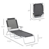 Folding Chaise Lounge, 4-Position Adjustable Lounge Chair with Armrests for Lawn, Patio, Beach, Deck, Dark Gray