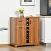 Retro Wine Cabinet for 6 Bottles, Wine Rack Sideboard Serving Bar with Glass Holders and 1 Drawer, Brown