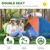 Portable Folding Double Camping Chair Cup Holder, Loveseat for 2 Person, Outdoor Chair with Wood Armrest Beach Travel, Green