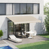 Retractable Awning 12' x 10' Manual Outdoor Sunshade Shelter for Patio, Balcony, Yard, with Adjustable & Versatile Design, Beige