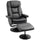 Recliner and Ottoman with Wrapped Base, Swivel PU Leather Reclining Chair with Footrest for Living Room, Bedroom and Office, Black