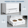 Pet Feeder Station, Dog and Cat Food Storage Feeding Station, Food Cabinet Pet Storage Organizer, White