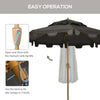 9' Patio Umbrella with Push Button Tilt and Crank, Double Top Ruffled Outdoor Market Table Umbrella with 8 Ribs, for Garden, Deck, Pool, Dark Grey