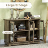 Farmhouse Style Buffet Cabinet, Glass Door Sideboard, Kitchen Storage Cabinet, Coffee Bar for Living Room, Distressed Grey