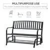 Patio Glider Bench Outdoor Swing Rocking Chair Loveseat with Power Coated Sturdy Steel Frame, Black
