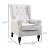 Accent Chair, Living Room Chair with Wooden Legs and Removable Cushion, High Back Armchair for Living Room, Club, Bedroom, Cream White