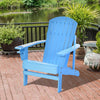 Oversized Adirondack Chair, Outdoor Fire Pit and Porch Seating, Classic Log Lounge w/ Built-in Cupholder for Patio, Lawn, Deck, Blue