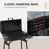 30" Charcoal Barbecue Grill with Wheels Outdoor Barbecue with Adjustable Charcoal Rack, Storage Shelf, Wheel, for Garden Camping Picnic