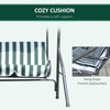 3-Person Porch Swing with Canopy, Patio Swing Chair, Outdoor Canopy Swing Bench with Adjustable Shade, Cushion and Steel Frame, Green