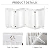 80" Extra Wide Freestanding Pet Gate Wooden Dog Barrier Folding Safety Fence with 4 Panel Support Feet for Doorway Stairs White