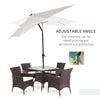9' x 7' Patio Umbrella Outdoor Table Market Umbrella with Crank, Solar LED Lights, 45Â° Tilt, Push-Button Operation, for Deck, Pool, White