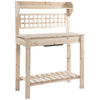39'' Wooden Garden Potting Bench Work Table with Hidden Storage, Sliding Tabletop, Below Clapboard, Upper Shelf, Natural
