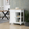 Kitchen Cart, Rolling Kitchen Island Cart on Wheels with Open Shelf & Storage Drawer for Dining Room, Kitchen, White