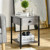 Industrial End Table with Storage Shelf, Accent Side Table with Drawer for Living Room, or Bedroom, Grey