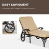 Outdoor Foldable Lounge Chair and Side Table Set with Adjustable Backrest and Wheels, Aluminum Chaise Lounger Sun Lounger for Yard, Beige