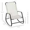 Garden Rocking Chair, Outdoor Indoor Sling Fabric Rocker for Patio, Balcony, Porch, Cream White