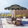 9' Patio Umbrella with Push Button Tilt and Crank, Double Top Ruffled Outdoor Market Table Umbrella with 8 Ribs, for Garden, Deck, Pool, Dark Grey