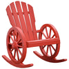 Adirondack Rocking Chair with Slatted Design and Oversize Back for Porch, Poolside, or Garden Lounging, Red