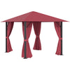 10' x 10' Patio Gazebo Aluminum Frame Outdoor Canopy Shelter with Sidewalls, Vented Roof for Garden, Lawn, Backyard and Deck, Wine Red