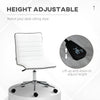 Mid-Back Armless Office Chair Task Chair with PU Leather, Adjustable Height and Swivel Seat Ribbed, White