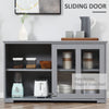 Modern Kitchen Sideboard, Stackable Storage Cabinet, Sliding Glass Door Console, Cupboard Serving Buffet for Kitchen & Dining Room, Grey