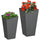2-Pack Outdoor Planter Set, MgO Flower Pots with Drainage Holes, Durable & Stackable, for Entryway, Patio, Yard, Garden, Gray