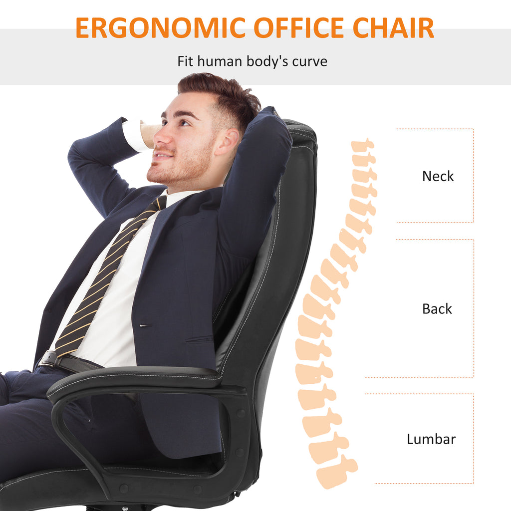Ergonomic Massage Office Chair, High Back Executive Desk Chair with 6-Point Vibration, Adjustable Height and Rocking Function, Black