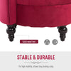 High Back Accent Chair, Upholstered Armless Chair, Retro Button-Tufted Royal Design w/ Padding and Rubberwood Leg for Living Room, Crimson Red