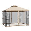 10' x 10' Steel Outdoor Patio Gazebo Canopy with Privacy Mesh Curtains, Weather-Resistant Roof, & Storage Trays