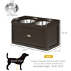 Large Elevated Dog Bowls with Storage Drawer Containing 21L Capacity, Raised Raised Pet Feeding Station with 2 Stainless Steel Bowls, Brown