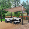 10' x 13'  Outdoor Retractable Pergola Canopy, Aluminum Patio Pergola, Backyard Shade Shelter for Porch Party, Garden, Grill Gazebo - Brown