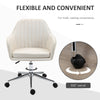 Leisure Office Chair Linen Fabric Swivel Scallop Shape Computer Desk Chair Home Study Bedroom with Wheels  Beige