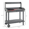 36'' Wooden Potting Bench Work Table with 2 Removable Wheels, Sink, Drawer & Large Storage Spaces, Grey