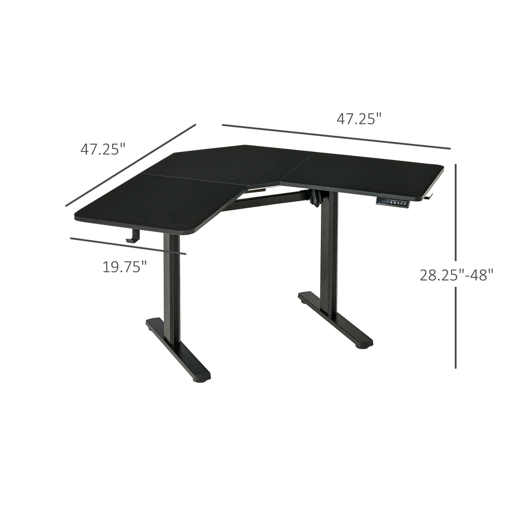 Electric Height Adjustable Standing Desk with Large Desktop, Motor, Stand up Desk for Home Office, Black