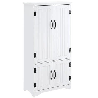 Accent Floor Storage Cabinet Kitchen Pantry with Adjustable Shelves and 2 Lower Doors, White