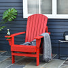 Oversized Adirondack Chair, Outdoor Fire Pit and Porch Seating, Classic Log Lounge w/ Built-in Cupholder for Patio, Lawn, Deck, Red