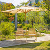 Wooden Garden Bench with Umbrella Hole & Middle Table, Outdoor Loveseat with Weather-Fighting Material 2 Person Chair for Balcony, Natural