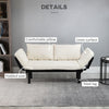 Single Person Chaise Lounger, Modern Sofa Bed with 5 Adjustable Positions, 2 Large Pillows, and Black Legs, Beige