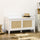 Entry Way Bench Shoe Storage Bench with Shoe Cabinets 2 Rattan Sliding Doors and Pine Wood Legs for Hallway White