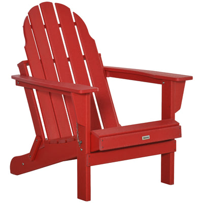 Folding Adirondack Chair, HDPE Outdoor All Weather Plastic Lounge Beach Chairs for Patio Deck and Lawn Furniture, Red