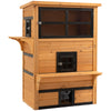 3-Tier Feral Cat House, Outdoor Kitten Condo Shelter with Raised Floor, Asphalt Roof, Escape Door, Jumping Platform, Yellow