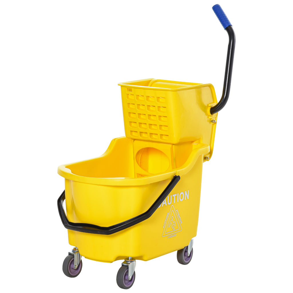 Yellow Home Janitorial Cleaning Floor Bucket with 34 Quart Capacity and Metal Handle