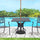 36" x 36" Square Metal Outdoor Patio Bistro Table with Center Umbrella Hole & Cast Iron Stylish Design