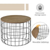 Round Coffee Table Set of 2, Industrial End Tables with Extra Storage Space for Living Room, Brown and Black