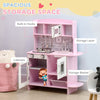 Wooden Play Kitchen with Lights Sounds, Kids Kitchen Playset with Water Dispenser, Microwave, Utensils, Sink, Spacious Storage, Stove, Gift for 3-6 Years Old, Pink