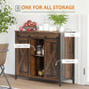 Industrial Sideboard, Buffet Cabinet with Sliding Barn Doors, Storage Cabinets and Adjustable Shelves for Living Room, Rustic Brown
