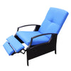 Rattan Adjustable Recliner Chair with Hand-Woven All-Weather Wicker for Patio, Outdoor, Garden, Poolside, Blue