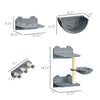 Cat Wall Shelves, with Hammock, Scratching Post, Steps, Platforms, Gray
