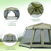 10 Person Camping Tent with Steel Frame, 4 Windows, 2 Doors, Portable Carry Bag